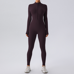 Fleece-Lined Yoga Jumpsuit – Women's Warm Stretchy One-Piece Workout Romper