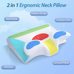 Memory Foam Cervical Neck Pillow – Ergonomic Contour Pillow for Neck Pain Relief