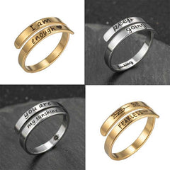 Retro Stainless Steel Double Ring – English Letter Engraved Vintage Couple Ring