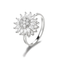 Sunflower Spinner Ring for Anxiety Relief – Adjustable Fidget Ring in Gold & Silver