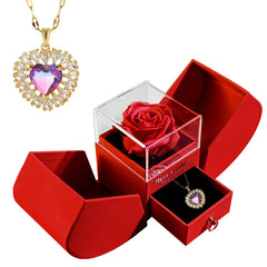 Christmas Jewelry Box Necklace Gift Set – Necklace with Soap Flower in Elegant Box