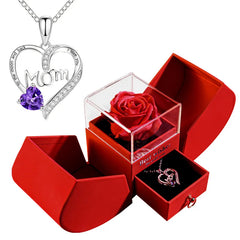 Christmas Jewelry Box Necklace Gift Set – Necklace with Soap Flower in Elegant Box
