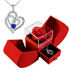 Christmas Jewelry Box Necklace Gift Set – Necklace with Soap Flower in Elegant Box