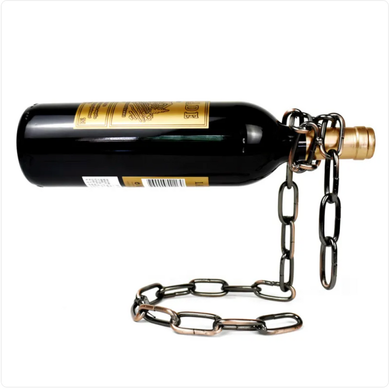 Suspension Chain Metal Wine Rack – Electroplated Iron Bottle Holder in Copper Gold Silver