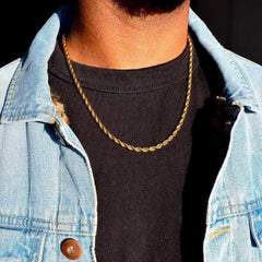 Twisted Rope Figaro Chain Necklace – Stainless Steel Men's & Women's Layering Necklace