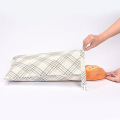 Cotton Linen Bread Bag – Reusable Storage Bag with Snap Closure for Sourdough & Loaves