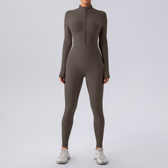 Fleece-Lined Yoga Jumpsuit – Women's Warm Stretchy One-Piece Workout Romper