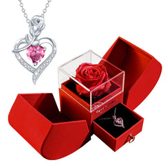 Christmas Jewelry Box Necklace Gift Set – Necklace with Soap Flower in Elegant Box