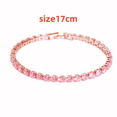 Hip Hop Micro Zircon Tennis Bracelet – Copper CZ Diamond Bracelet 17cm 19cm