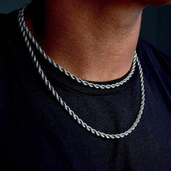 Twisted Rope Figaro Chain Necklace – Stainless Steel Men's & Women's Layering Necklace