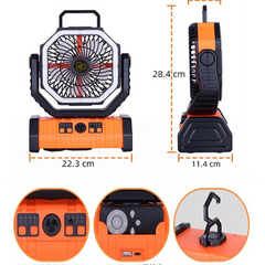 Camping Fan with LED Light & Power Bank – 10000mAh/20000mAh Portable Outdoor Fan