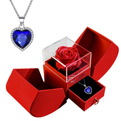 Christmas Jewelry Box Necklace Gift Set – Necklace with Soap Flower in Elegant Box