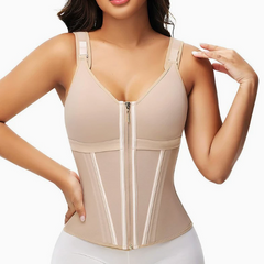 Mesh Waist Slimming Shapewear Corset – Three-Breasted Body Shaper for Women
