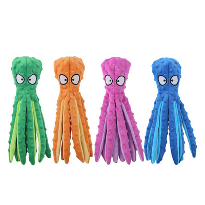 Bite-Resistant Plush Octopus Dog Toy – Interactive Squeaky Pet Toy 32cm