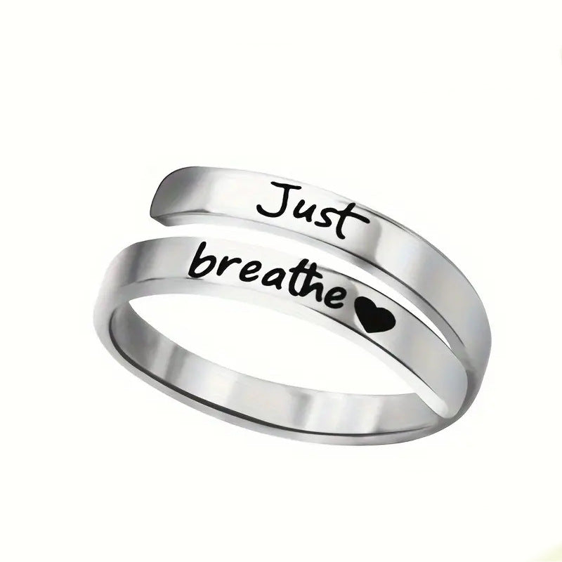 Silver Spiral Heart Ring – Adjustable Stainless Steel Romantic Ring for Women