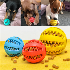 Rubber Slow Feeder Dog Ball – Interactive Treat Dispensing Dental Chew Toy