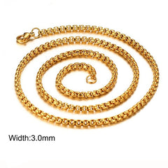 Twisted Rope Figaro Chain Necklace – Stainless Steel Men's & Women's Layering Necklace