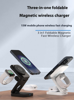 3-in-1 Foldable Wireless Charger – Fast Charging Pad for Phone Watch & Earbuds