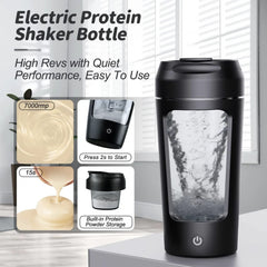 Electric Protein Shaker Bottle – Portable USB Rechargeable Blender Bottle for Whey & Supplements