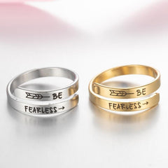 Retro Stainless Steel Double Ring – English Letter Engraved Vintage Couple Ring